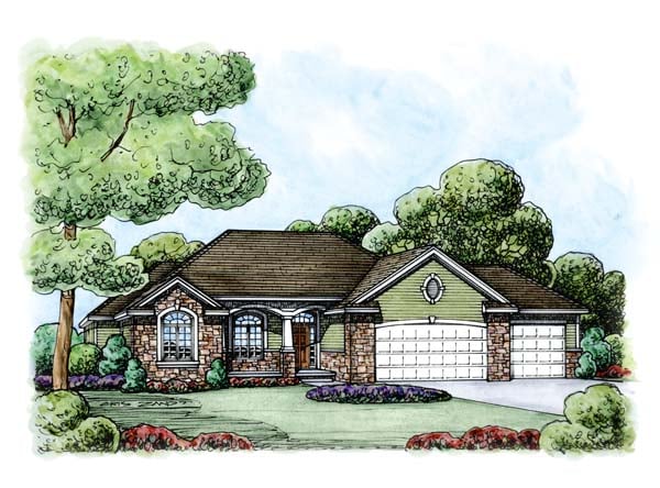 European Plan with 2099 Sq. Ft., 3 Bedrooms, 3 Bathrooms, 3 Car Garage Picture 2