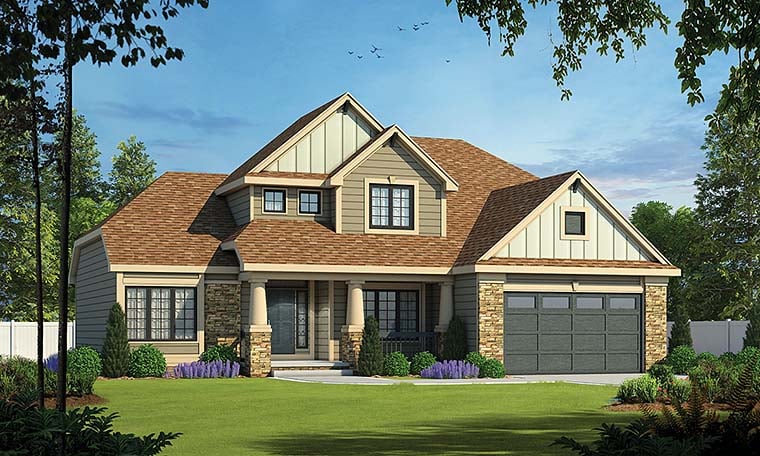 Craftsman Plan with 2196 Sq. Ft., 4 Bedrooms, 3 Bathrooms, 2 Car Garage Picture 4