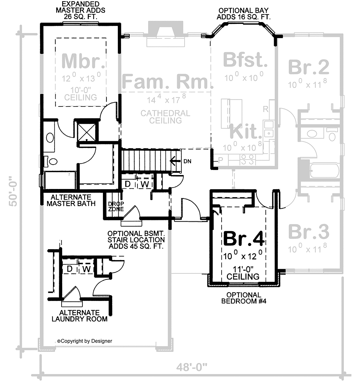 House Plan 66642 Alternate Level One