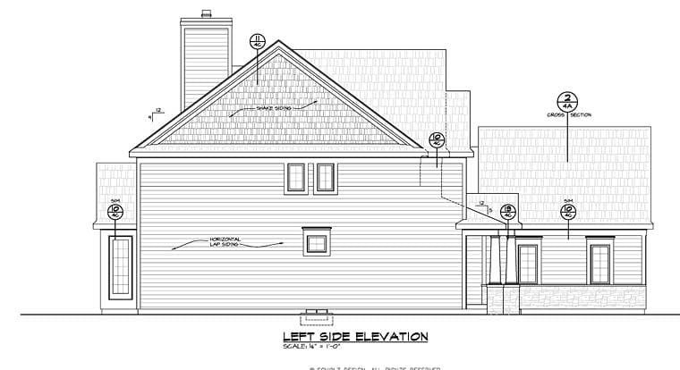 Country, Craftsman, Traditional Plan with 2721 Sq. Ft., 4 Bedrooms, 3 Bathrooms, 2 Car Garage Picture 2