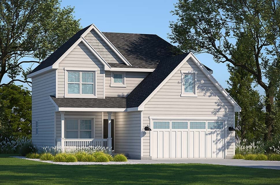 Country, Southern, Traditional Plan with 1460 Sq. Ft., 3 Bedrooms, 3 Bathrooms, 2 Car Garage Picture 4