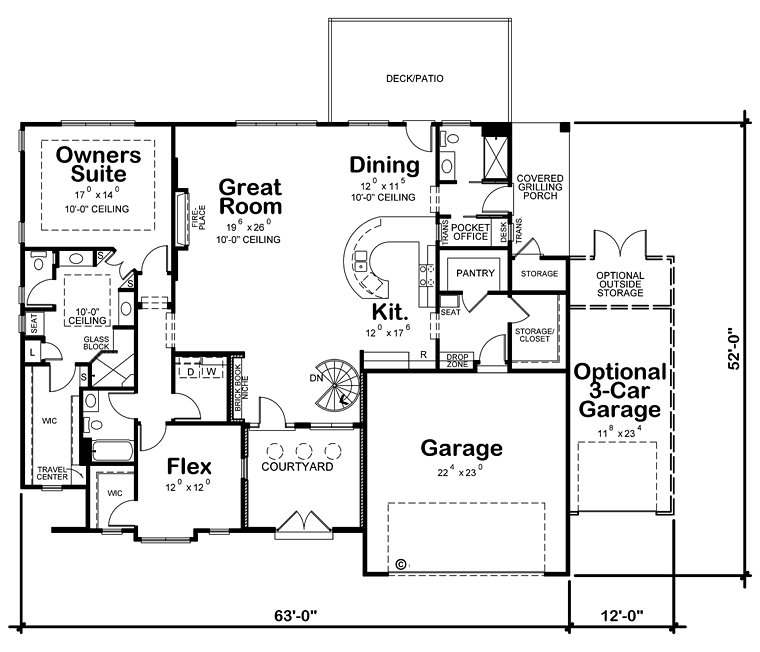 House Plan 66770 Level One