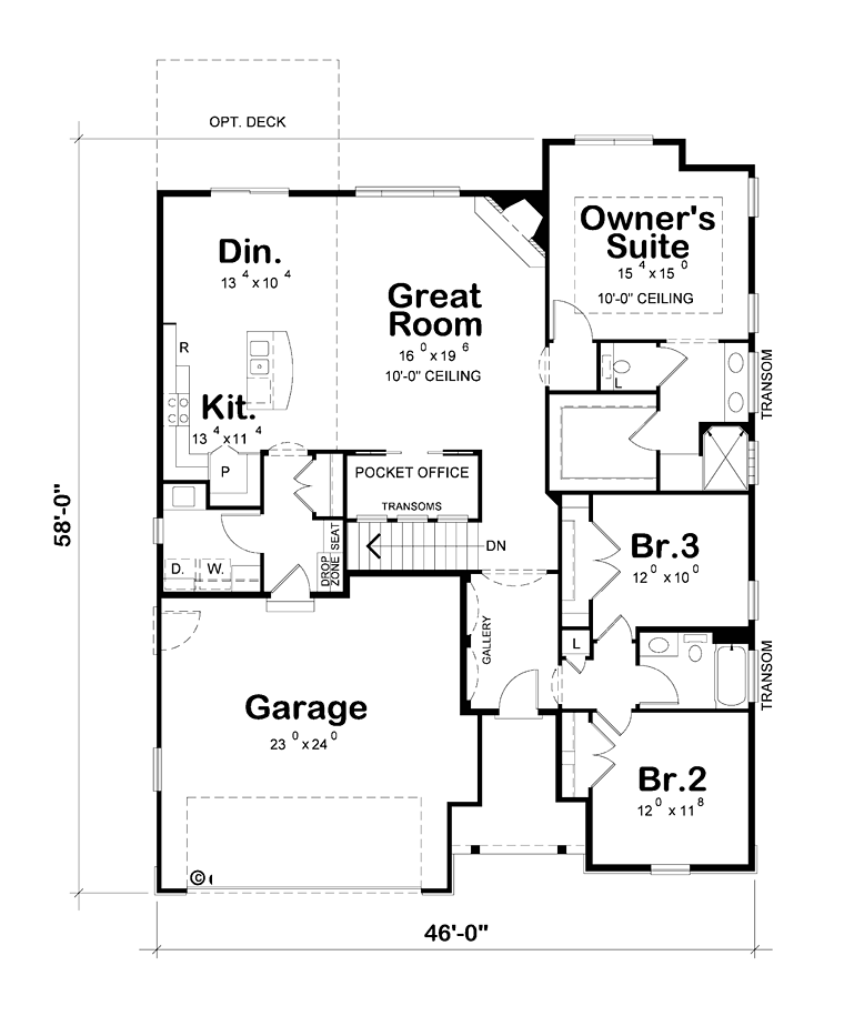 House Plan 66776 Level One