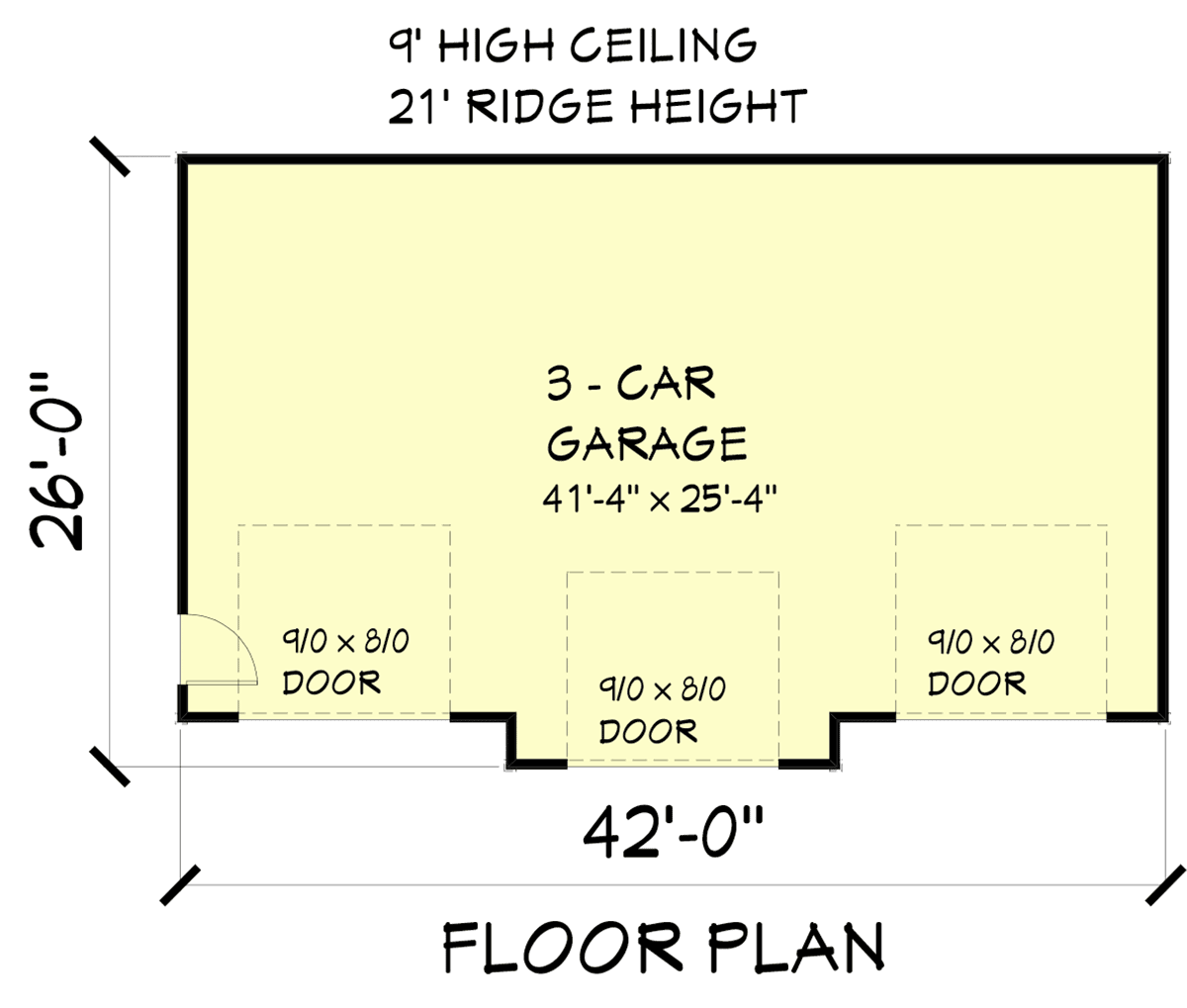 Garage Plan 67291 - 3 Car Garage Level One