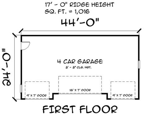Garage Plan 67303 - 4 Car Garage Level One