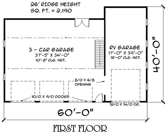 Garage Plan 67306 - 4 Car Garage Level One