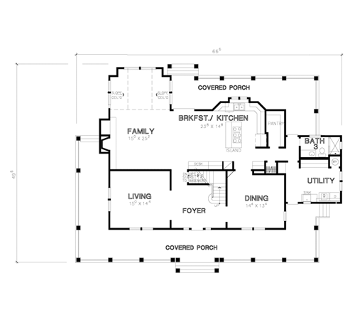 House Plan 67412 Level One