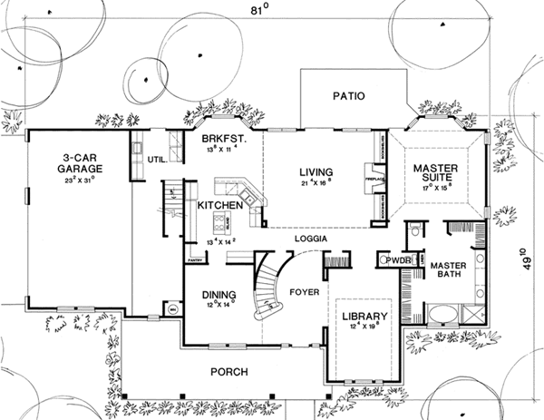 House Plan 67414 Level One