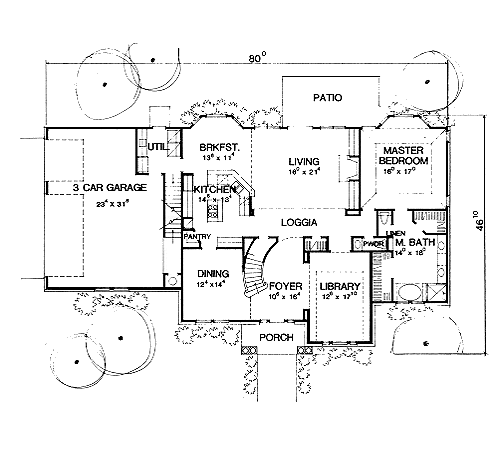 House Plan 67415 Level One