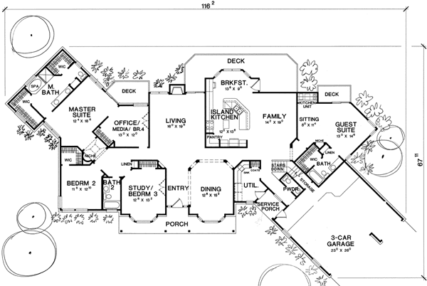 House Plan 67416 Level One