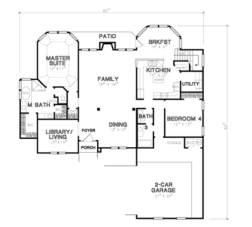 House Plan 67419 Level One