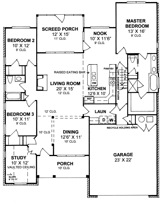 House Plan 67885 Level One
