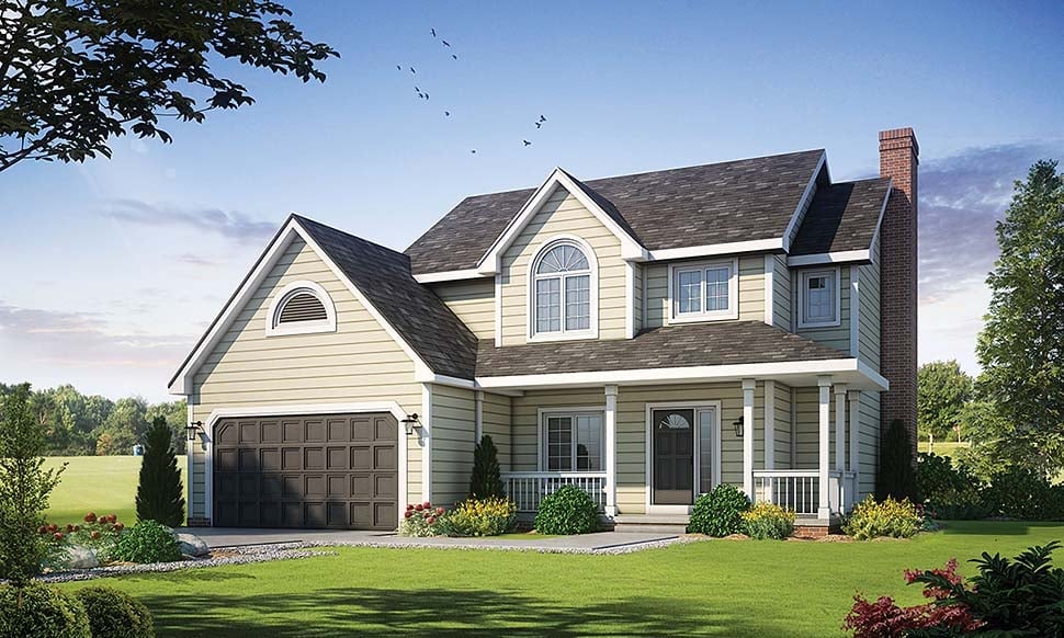 Traditional Plan with 1882 Sq. Ft., 3 Bedrooms, 3 Bathrooms, 2 Car Garage Elevation