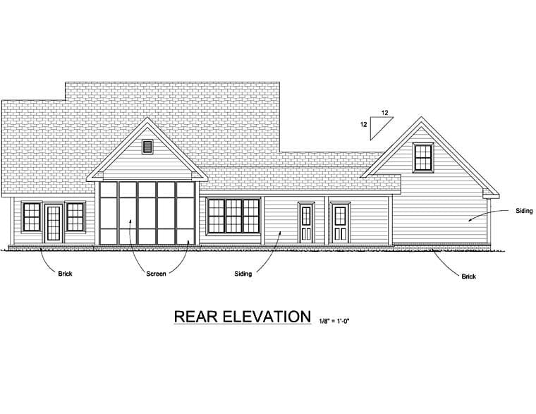 House Plan 68168 Rear Elevation