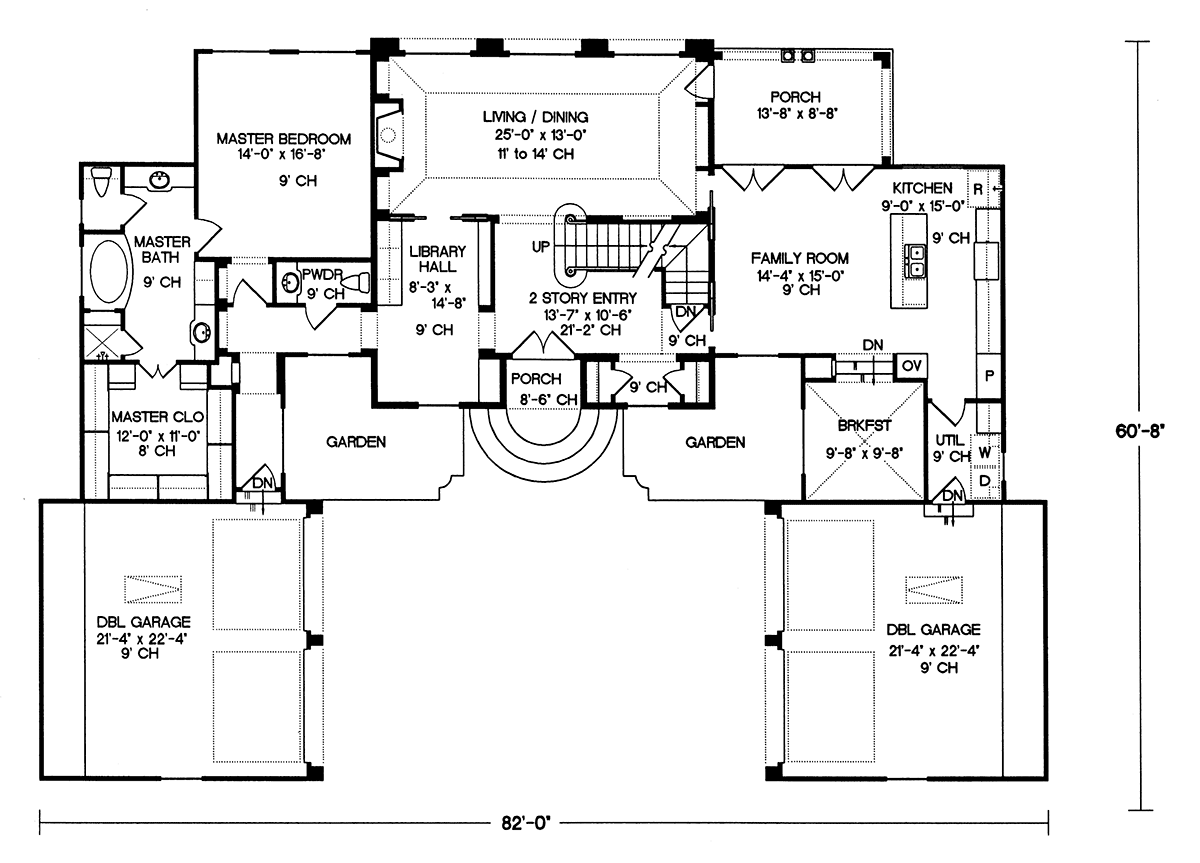House Plan 68186 Level One