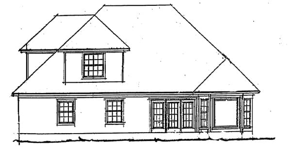 European, Traditional House Plan 68236 with 3 Bed, 3 Bath, 2 Car Garage Rear Elevation