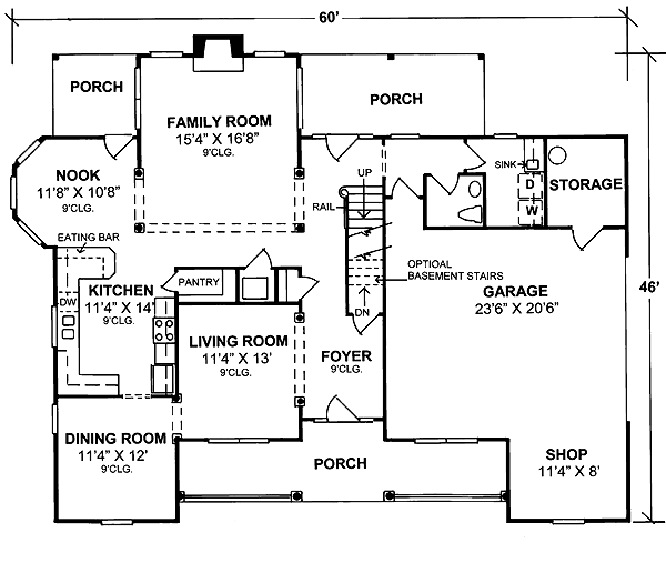 Plan 68463 | Traditional Style with 4 Bed, 5 Bath, 2 Car Garage