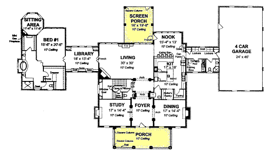 House Plan 68557 Level One