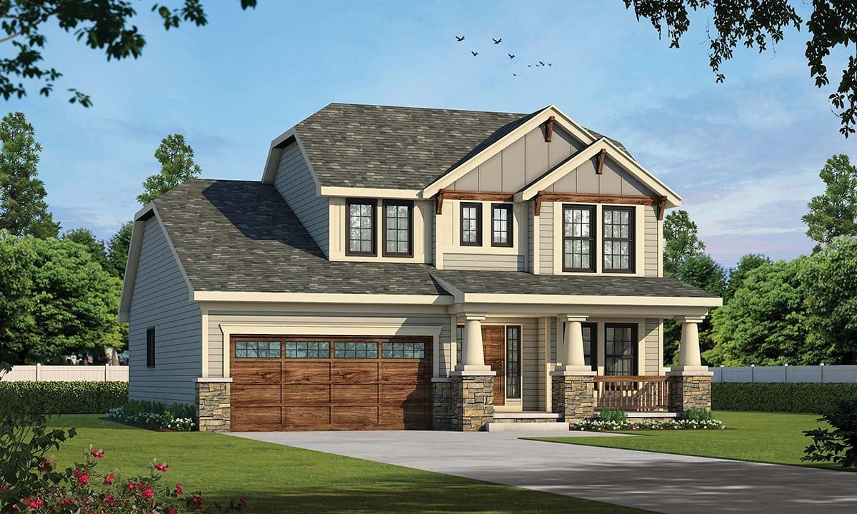 Craftsman Plan with 1699 Sq. Ft., 3 Bedrooms, 3 Bathrooms, 2 Car Garage Elevation