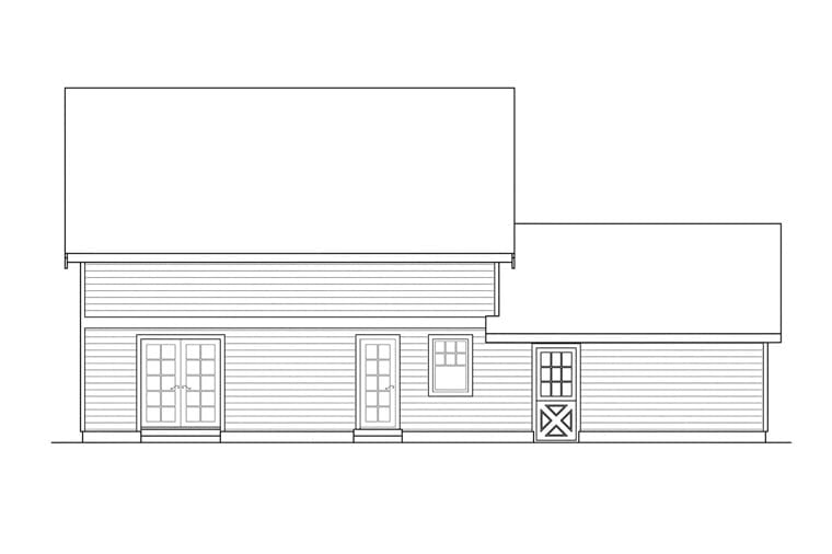 Bungalow, Craftsman Plan with 1600 Sq. Ft., 3 Bedrooms, 2 Bathrooms, 2 Car Garage Rear Elevation