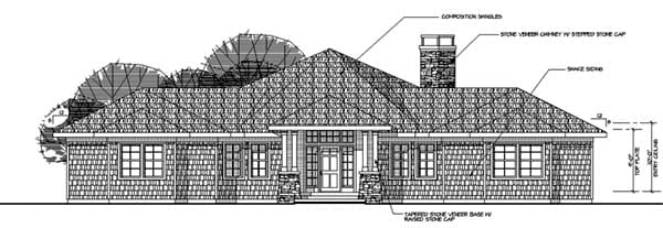 Contemporary Plan with 2191 Sq. Ft., 3 Bedrooms, 2 Bathrooms, 2 Car Garage Rear Elevation