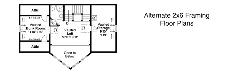 Contemporary, Log House Plan 69356 with 2 Bed, 2 Bath Alternate Level Two