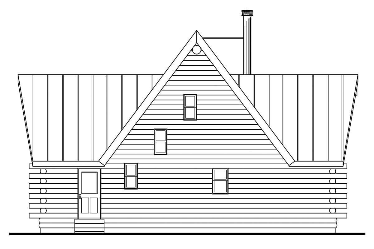Contemporary, Log House Plan 69356 with 2 Bed, 2 Bath Rear Elevation