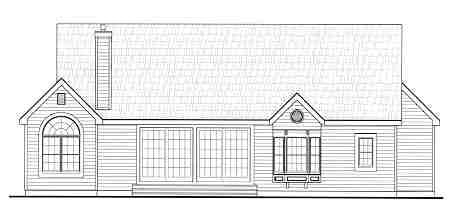 Victorian Plan with 1466 Sq. Ft., 3 Bedrooms, 2 Bathrooms, 2 Car Garage Rear Elevation