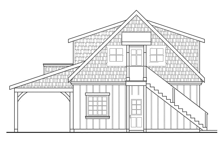 Garage Plan 69762 - 2 Car Garage Rear Elevation