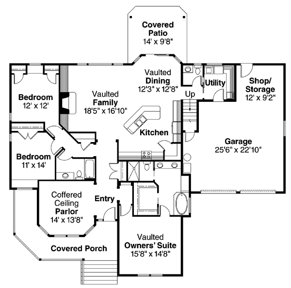 Plan 69780 | Traditional Style with 3 Bed, 3 Bath, 2 Car Garage