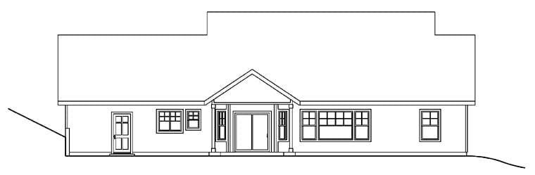 Country, Craftsman, Traditional Plan with 2197 Sq. Ft., 3 Bedrooms, 3 Bathrooms, 2 Car Garage Rear Elevation