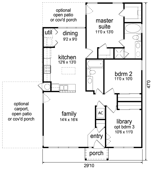 Plan 69939 | Contemporary Style with 3 Bed, 2 Bath