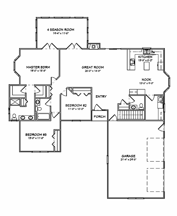 Plan 70145 | Traditional Style with 3 Bed, 3 Bath, 2 Car Garage