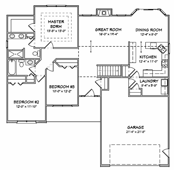 Plan 70158 | Traditional Style with 3 Bed, 2 Bath, 2 Car Garage