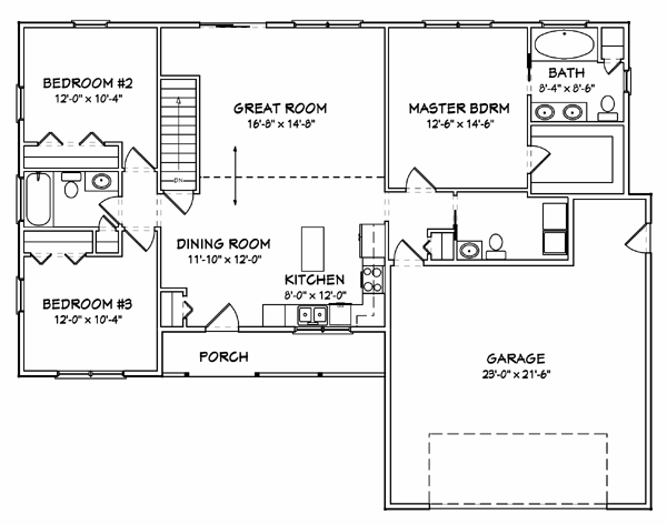 Plan 70168 | Traditional Style with 3 Bed, 3 Bath, 2 Car Garage