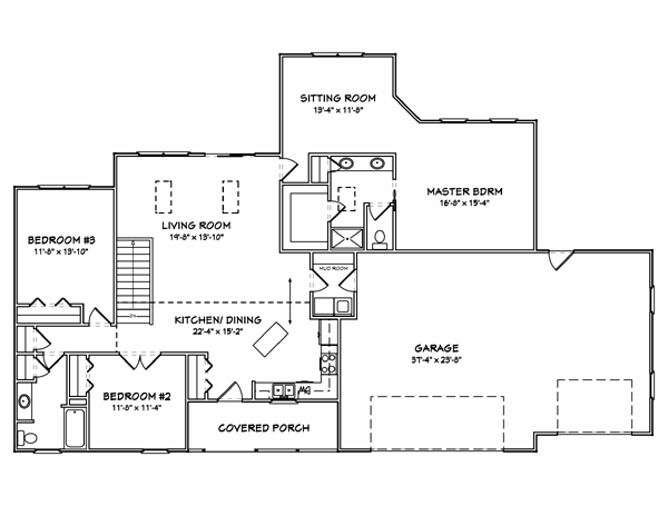 Plan 70182 | Traditional Style with 3 Bed, 2 Bath, 3 Car Garage