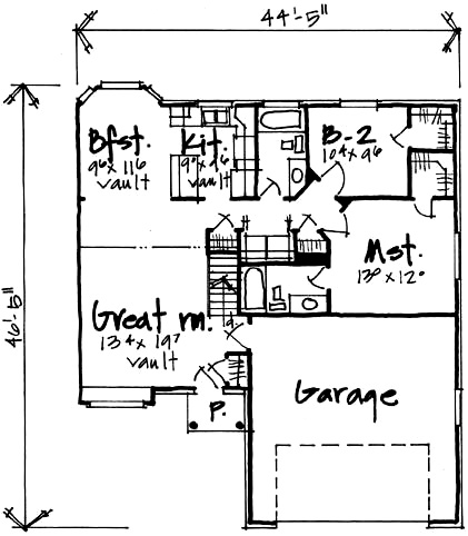 House Plan 70525 Level One