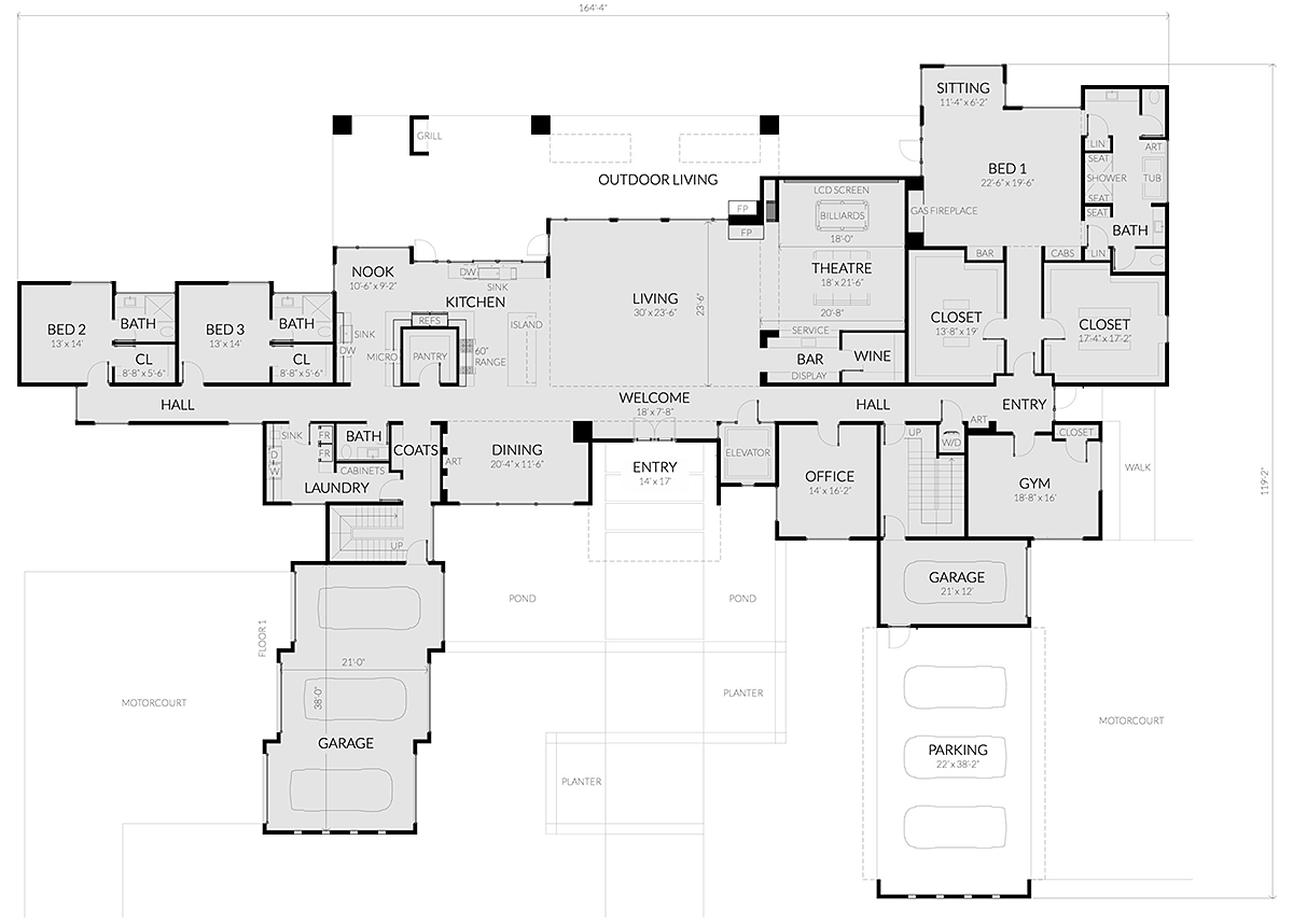 House Plan 70855 Level One