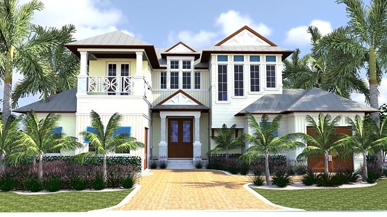 Florida, Mediterranean Plan with 4450 Sq. Ft., 4 Bedrooms, 6 Bathrooms, 2 Car Garage Elevation