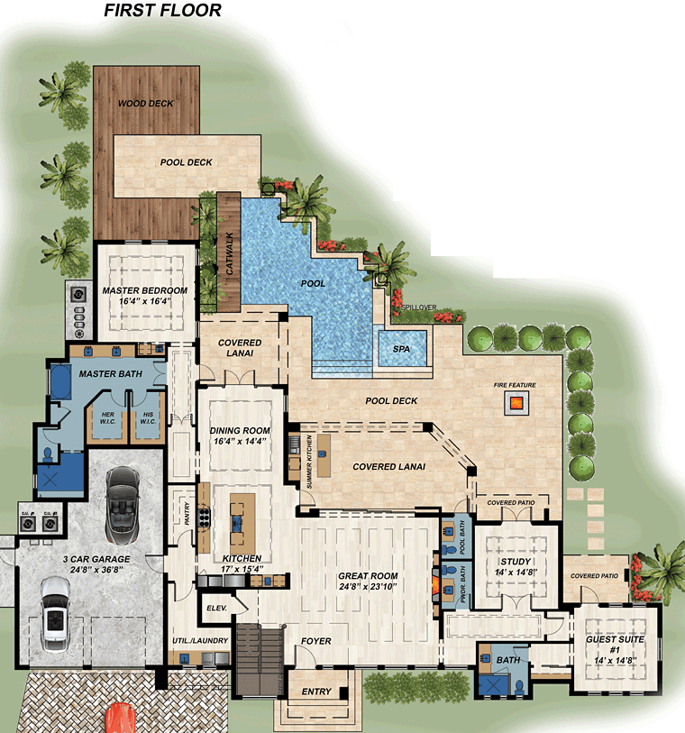 House Plan 71535 Level One