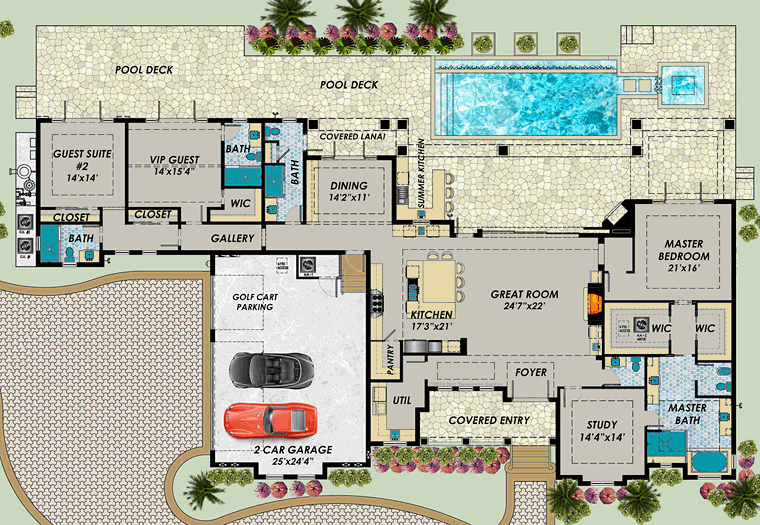 House Plan 71544 Level One