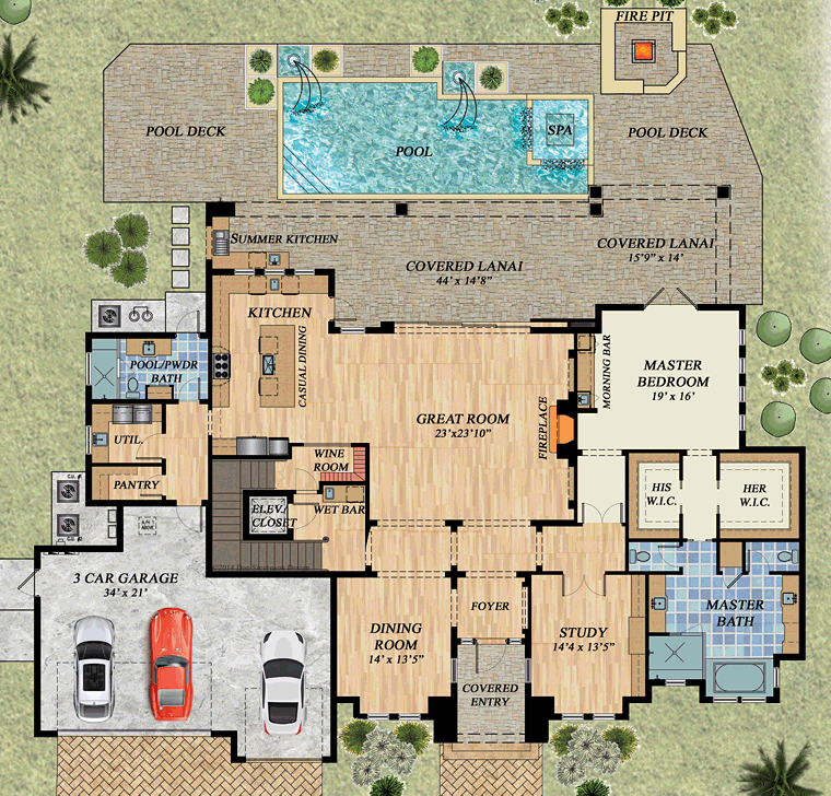 House Plan 71552 Level One