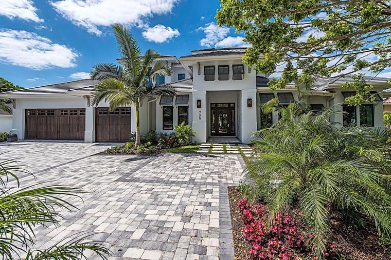 Coastal, Florida, Mediterranean Plan with 4378 Sq. Ft., 4 Bedrooms, 5 Bathrooms, 3 Car Garage Elevation