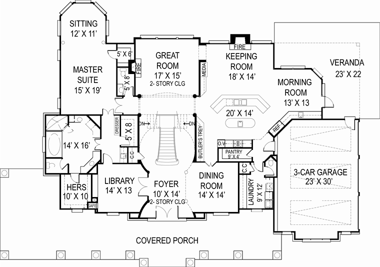 House Plan 72073 Level One