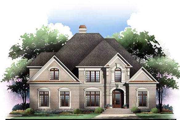 Greek Revival, Traditional Plan with 3411 Sq. Ft., 4 Bedrooms, 4 Bathrooms, 3 Car Garage Elevation