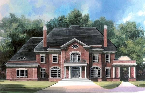 Greek Revival Plan with 5083 Sq. Ft., 5 Bedrooms, 7 Bathrooms, 3 Car Garage Elevation