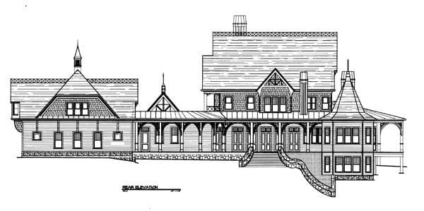 Traditional Plan with 6728 Sq. Ft., 4 Bedrooms, 6 Bathrooms, 3 Car Garage Rear Elevation