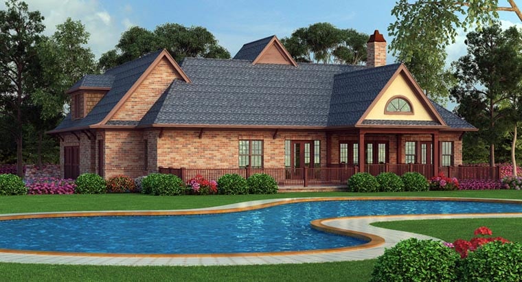 European, French Country, New American Style, Traditional Plan with 1999 Sq. Ft., 3 Bedrooms, 2 Bathrooms, 2 Car Garage Picture 3