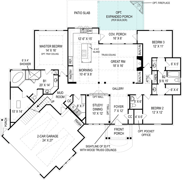 House Plan 72217 Level One