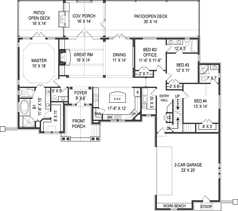 House Plan 72220 Level One